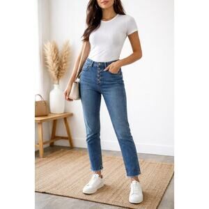 ASOS II Denim Women’s Sz 25 High Waisted Button Fly Mom Jeans Distressed Skinny